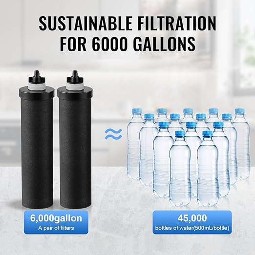 VEVOR Gravity-fed Water Filter System, 2.25G 304 Stainless-Steel Countertop System, Water Filtration System, Reduces Lead and up to 99% of Chlorine, with 2 Carbon Filters, and Water Level Spigot