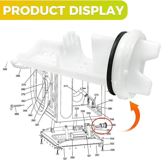 WH11X34741 Washer Drain Pump Filter for GE & Hotpoint Washer Replaces WH23X10029, WH23X10027, AP7205454, 4977949, PS16874133, EAP16874133