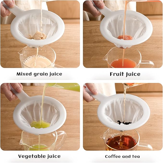 2 Piece Fine Nylon Mesh Strainer Kitchen Food Yogurt Mesh Sieve Plastic Mesh Colander with Handle Mini Brine Shrimp Separation Net for Filtering Juice Milk Soy Coffee Honey Wine Yogurt (120/200 Mesh)