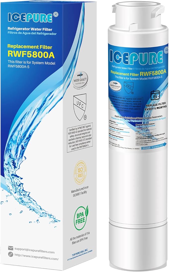 ICEPURE RWF5800A Refrigerator Water Filter Replacement for Frigidaire EPTWFU01, Pure Source Ultra II, Ultra 2, EPTWFUO1, EWF02, 1PACK