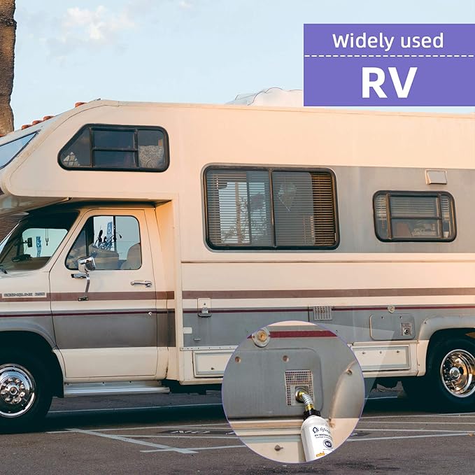 lifeegrn RV Water Filter with Hose Protector, Inline Water Filter, Reduces Bad Taste, Odors, Chlorine and Sediment in Drinking Water, White(2 Packs)