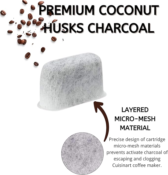 Nispira Activated Charcoal Water Filters Replacement Compatible with Cuisinart Coffee Machine Part DCC-RWF, 48 Units