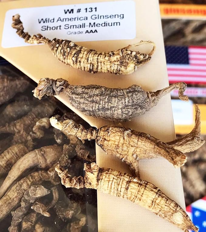 8OZ=227g/Box American Wild Ginseng 15~20 Years, American Wisconsin Whole Ginseng Root Hand-Selected | 美国威斯康辛州野生西洋参 花旗参 野泡参 整枝小号 |Cultivated American Ginseng WI 131# 8OZ/Box