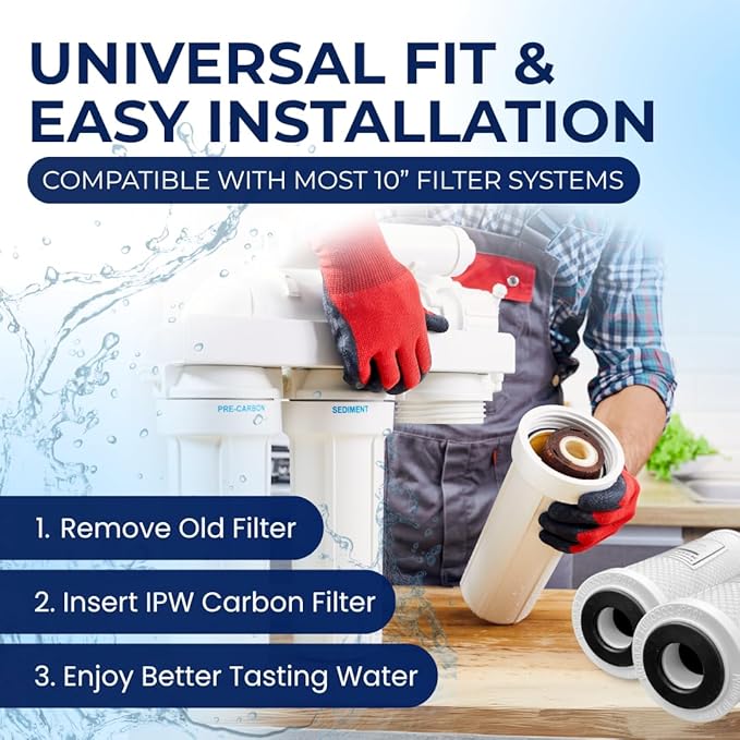 IPW Industries Inc Set of 4 Compatible for Water Filter GE GXWH04F, GXWH20F, GXWH20S & GXRM10 Multi-Pack, Carbon Block Replacement Cartridge
