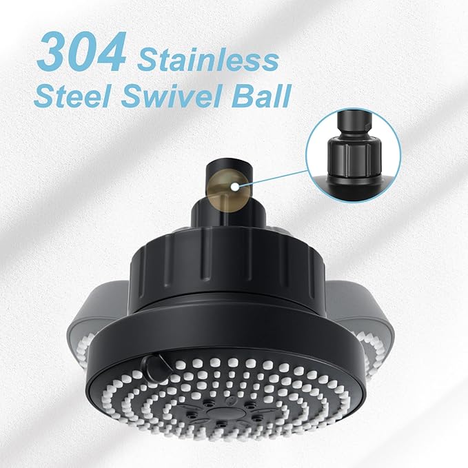 OFFO Filtered Shower Head, 20 Stage Shower Filter Head for Hard Water, 6 Modes High Pressure Shower Head with Filter for Remove Chlorine and Harmful, Matte Black