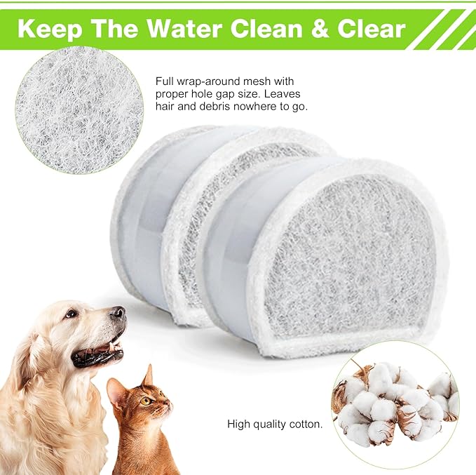 15 Count Replacement Carbon Filters Compatible with PetSafe Drinkwell Filters, Pet Water Fountain Replacement Cartridges for Dog and Cat Fountain.