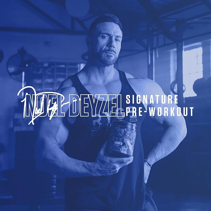 RYSE Godzilla X Noel Deyzel Pre Workout Powder - Blue Raspberry - 400mg Caffeine, High Stim Pre-Workout for Men & Women with Citrulline & Beta Alanine - Energy, Pump & Focus - 20/40 Servings