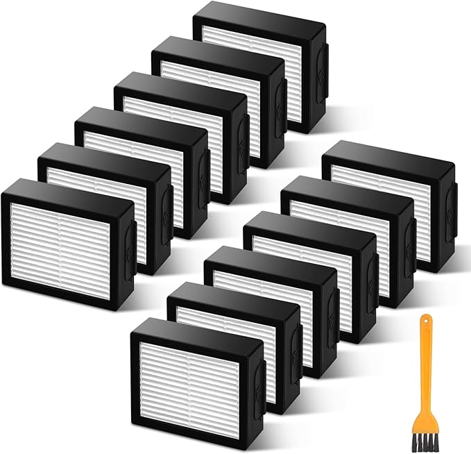 12 Pack Filter Replacements for i Robot Roomba E I & J Series E5 E6 i1 i1+ i3 i3+ i4 i4+ i5 i5+ i6 i6+ i7 i7+ i8 i8+ NOT for J9, High Efficiency Filter for iRobot Roomba Replacement Parts