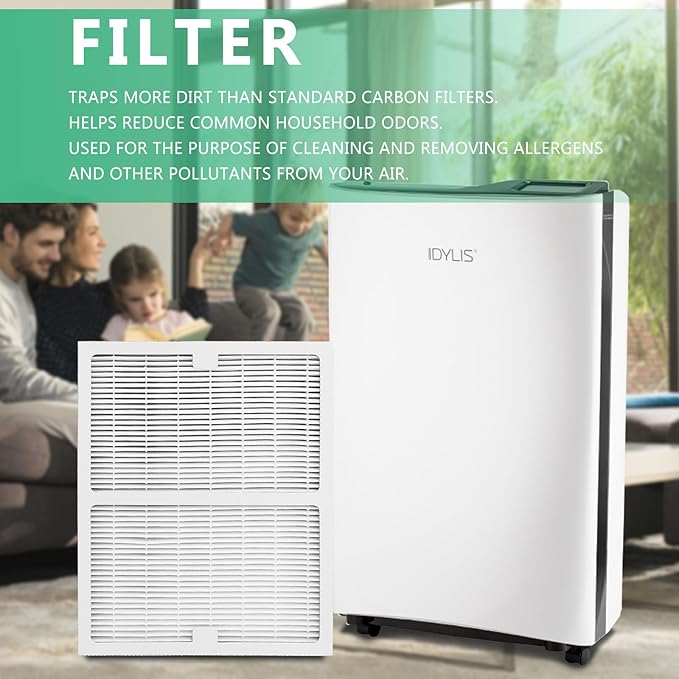 Gekufa Replacement Filter A Compatible with Idylis Air Purifiers IAP-10-100 IAP-10-150 AC-2119 IAF-H-100A – Include 2 Filters & 2 Carbon Filters