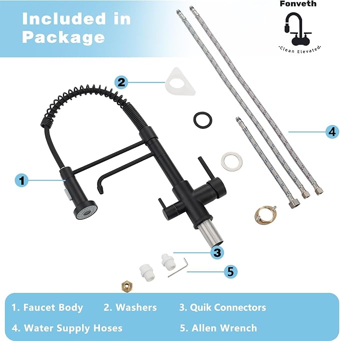 3 in 1 Drinking Water Faucet: Kitchen Faucet with Filter functionality for Easy Access to Filtered Water for Drinking, No Need for a Separate Drinking Water Dispenser Faucet