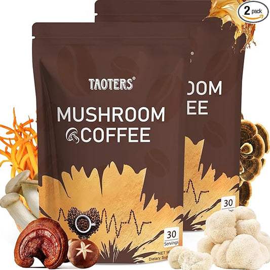Mushroom Coffee | Enhanced Focus, Boosted Immunity, Improved Energy | 6 Adaptogenic Mushrooms: Cordyceps, Reishi, King Trumpet, Shiitake, Lion's Mane & Turkey Tail | 2 Pack