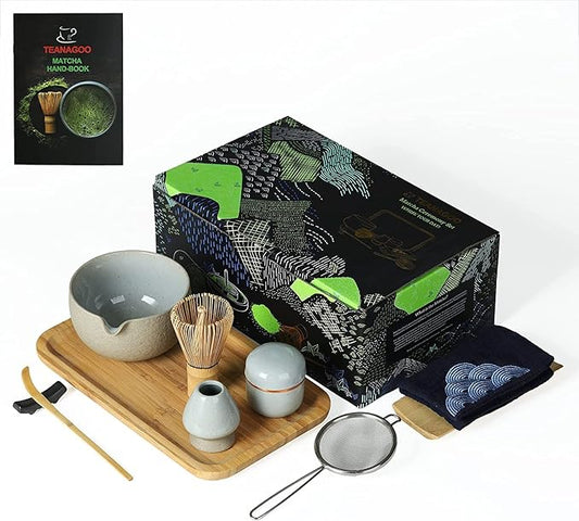 TEANAGOO Matcha Whisk Set,10 Pcs Matcha Set,Matcha Kit for Ceremony,Matcha Tea Set for Making Breakfast/Latte,Matcha Whisk Set and Bowl with All Accessories,Gift for Matcha Lover/Friend/Family