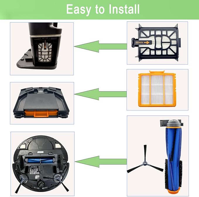 Replacement Parts for Shark AI AV2501S AV2511AE AV2610WA AV2501AE RV2502AE RV2400WD AI Ultra 2- in-1 Robot Vacuum, Main Brush, Filter, Side Brush, Roller Cover, Pre-Motor Foam & Felt Filter