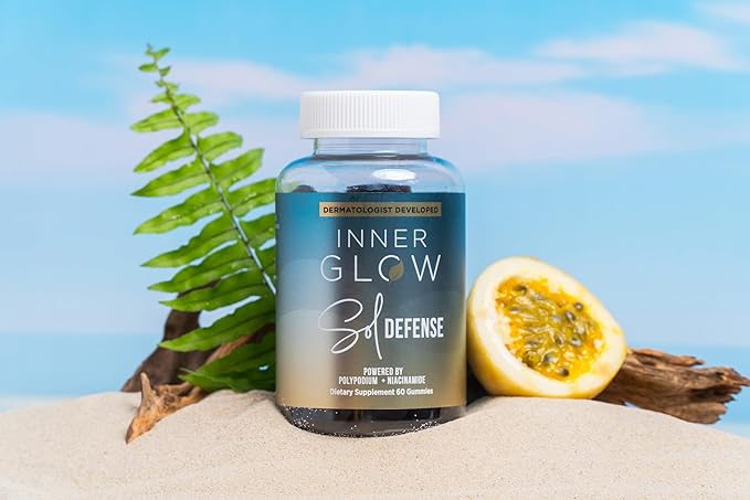 Sol Defense Gummies – Dermatologist & Plastic Surgeon-Formulated Skin Resilience Vitamin Supplement with Polypodium Leucotomos & Niacinamide, Passion Fruit Flavor, 60 Sugar-Free Gummies