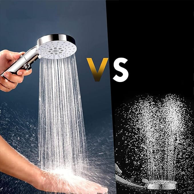 10 Inch Shower Head Combo, High Pressure Rainfall Shower Head with 4 Settings Handheld Spray and 11 Inch Brass Adjustable Extension Arm, 78'' Anti-leak Shower Hose, Chrome