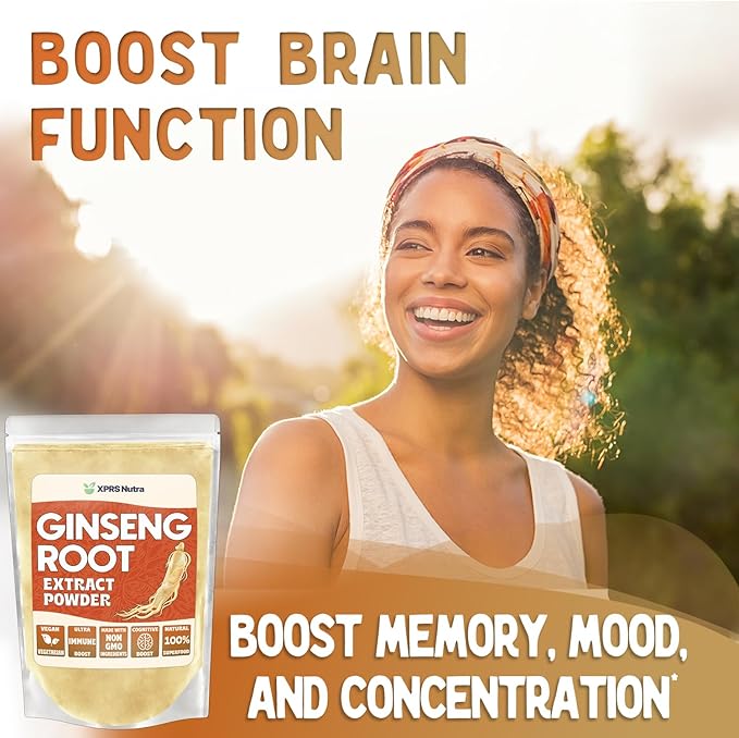 XPRS Nutra Ginseng Root Extract Powder - Ginseng Powder Supports Cognitive Function, Physical Performance, and Immune System - Vegan Friendly Panax Ginseng in Powder Form (4 Ounce)