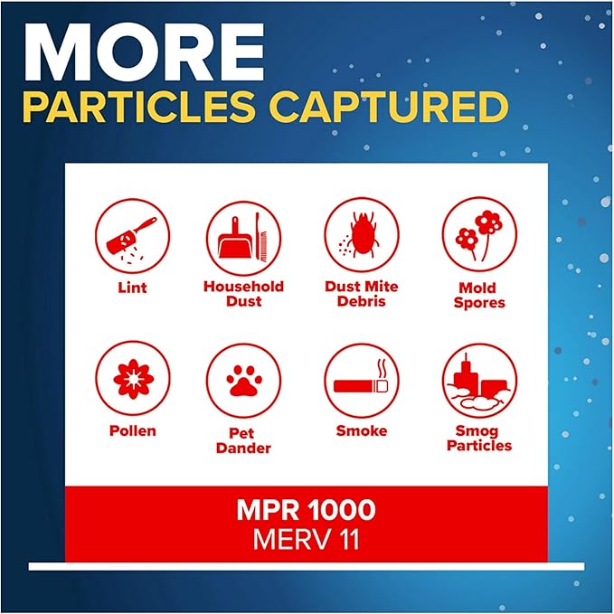 Filtrete 16x30x1 AC Furnace Air Filter, MERV 11, MPR 1000, Micro Allergen Defense, 3-Month Pleated 1-Inch Electrostatic Air Cleaning Filter, 4 Pack (Actual Size 4-Pack 29.813x15.813x0.656 in)