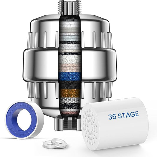 VOXON Shower Filter, 36-Stage Shower Head Filter for Hard Water High Output Filter to Remove 99.99% Impurities 97.45% Chlorine,Reduces Dry Itchy Skin Dandruff Eczema Improves Skin Hair