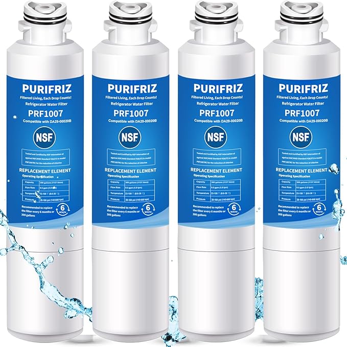 4 Pack DA29-00020B Refrigerator Water Filter, Compatible with Samsung HAF-CIN/EXP, DA29-00020A/B, DA29-00020B-1, RWF0700A, 469101,RF263BEAESR, RF28HMEDBSR, RS25J500DSR, 6 Month / 300 Gallon