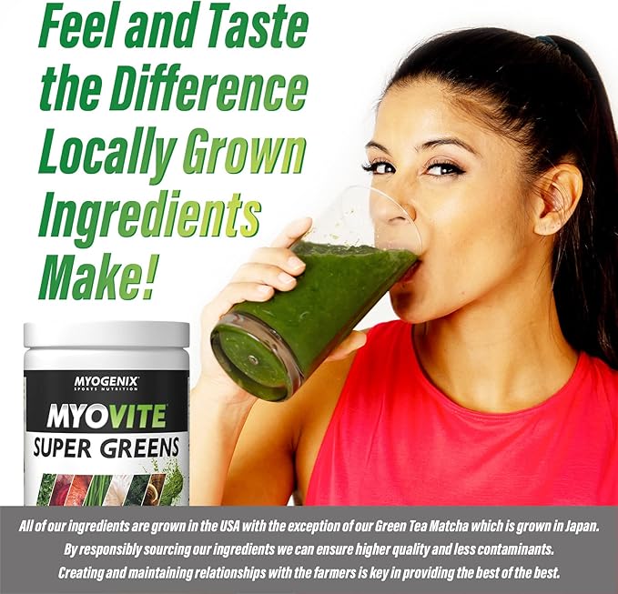 Myogenix MyoVite SuperGreens – Greens Powder Daily Supplement – Enhance Digestion, Strengthen Immunity & Improve Alkalinity – Locally Grown Greens – Berry Tropical (30 Servings)