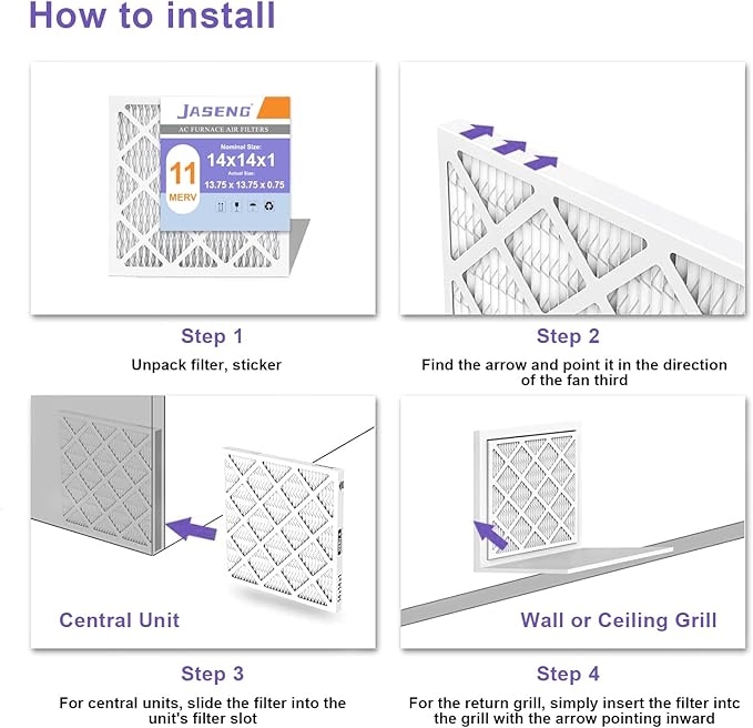 12x12x1 Furnace Air Filters 6 Pack, MERV 11 MPR 1000 & FPR 7 Filtering, HVAC Air Filter Replacement (exact dimensions: 11 3/4"x 11 3/4"x3/4")