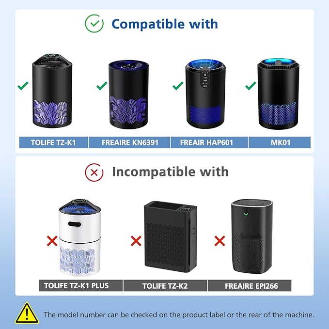 2 Pack TZ-K1 Replacement Filter Compatible With FreAire Air Purifier, ToLife And MK01 MK06 Purifier, 3-in-1 Upgraded Filtration Filters, Activated Carbon and Pre-filter, 360° Rotating Filter(Black)