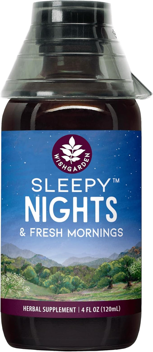 WishGarden Herbs Sleepy Nights & Fresh Mornings - All-Natural Herbal Sleep Aid Tincture, Organic Sleep Supplement with Passionflower, Hops and Scullcap, Supports Deep Sleep & Healthy Sleep Cycles, 4oz