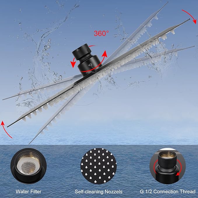 HarJue Filter Shower Head, High Pressure 8 Inch Rainfull with Filter Combo for Hard Water, Remove Chlorine Fluoride and Harmful Substances- 1 Replaceable Filter Cartridge (Square, Matte Black)