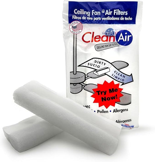 BioStrike Ceiling Fan Air Filters for Blades - Dust & Allergen Catcher - Peel & Stick, Universal Fit - Fan Blade Filter Air Purifier Pads - Made in USA - 1 Pack (Includes 2 Filters)