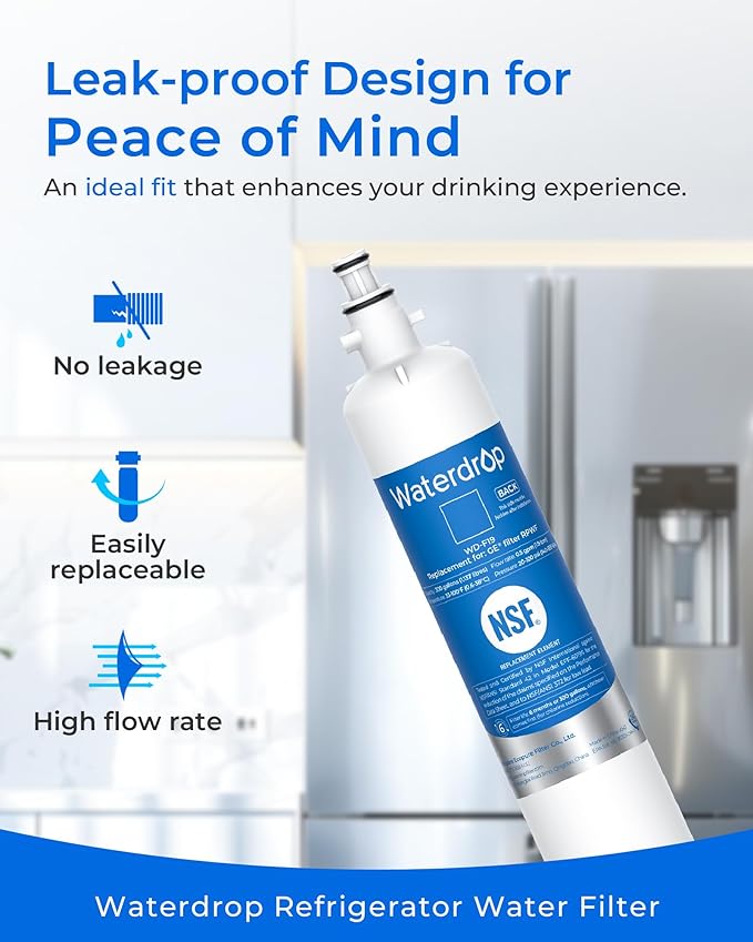 Waterdrop RPWF Refrigerator Water Filter (NOT RPWFE), Replacement for GE® RPWF, DWF-36, R-3600, MPF15350, OPFG3-RF300, WF277, RWF1063, 3 Filters
