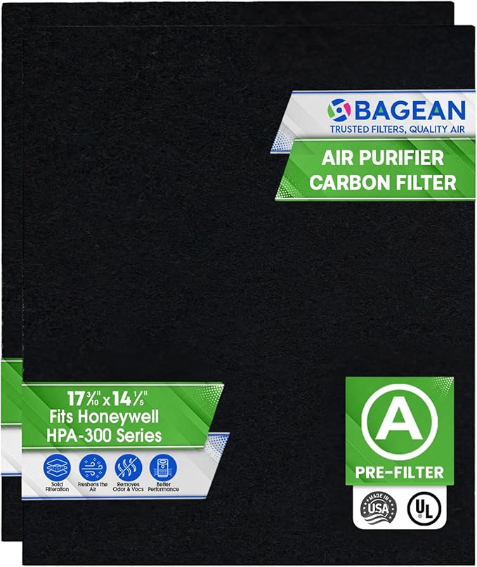 Bagean Activated Carbon Pre Filter A Replacement - Compatible with Honeywell HPA300 Air Purifier Series - Fits Honeywell HPA300 Prefilter A - Air Filters Absorb Odors and Freshen Your Home (2-Pack)