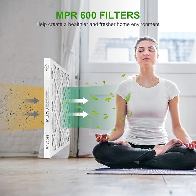 14x14x1 Air Filter MERV 8 MPR 600 FPR 5 HVAC AC Furnace Pleated Filters for Home Office 4-Pack (Actual Size: 13.75x13.75x0.75 inch)