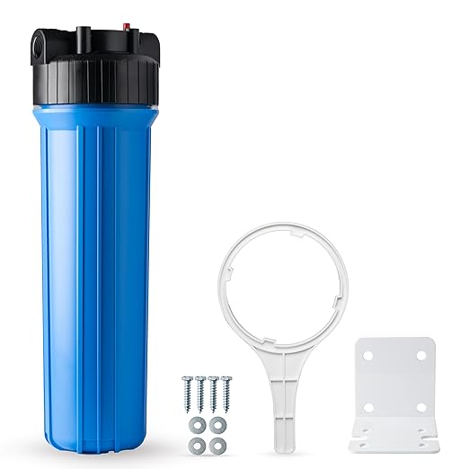 iSpring HB28B Whole House Water Filter Housing, 20" x 4.5" Universal Housing for Whole Home Water Filtration w/ 1" NPT Ports Pre-Filtration System
