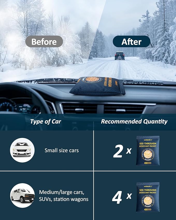 wisedry 4 x 500 Gram See-Through Silica Gel Packets, Color-Indicating Desiccant Packs for Storage, Reusable Safe Dehumidifier, Heat Resistant Dehumidifier Bags