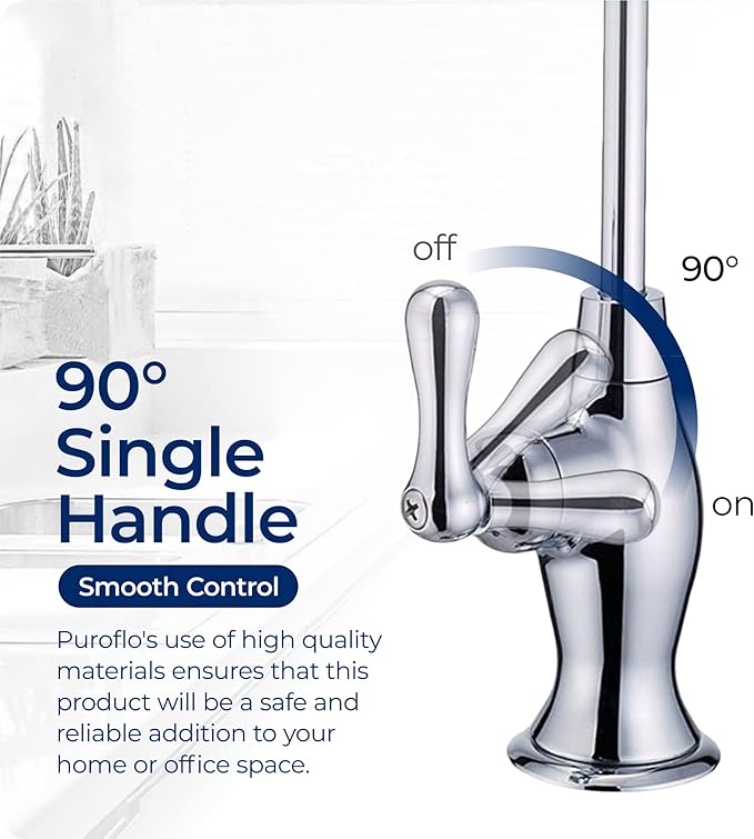 Chrome Reverse Osmosis Faucet, NSF Certified, Non‑Air Gap for Under Sink Water Filtration System, RO System Drinking Water Faucet, FLR-575CP
