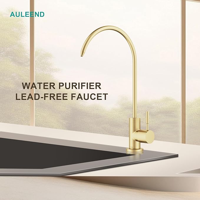 Brass Reverse Osmosis Faucet, Sink Water Filter System, Suitable for Most Reverse Osmosis or Water Filtration Systems, Kitchen bar Sink Drinking Faucet (Brushed Gold)
