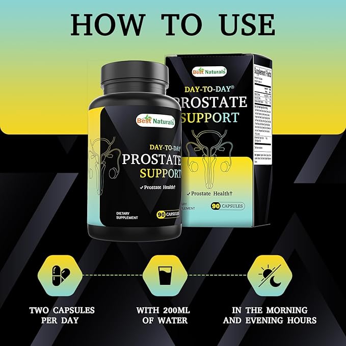 Best Naturals Day-to-Day Prostate Support Supplements 90 Veg Capsules - Made with Saw Palmetto, Green Tea, Pumpkin, Nettle, African Pygeum, & Beta Sitosterol