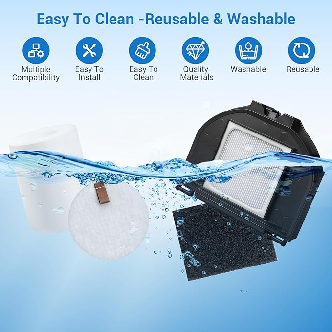 RV2310AE Replacement Parts for Shark RV2310AE AV2310AE RV2320S RV2300S Matrix UR2360S UR2350AE Robot Vacuum Cleaner 1 Brush Roller, 2 HEPA, 2 White Foam, 2 Black Foam, 6 Side Brushes