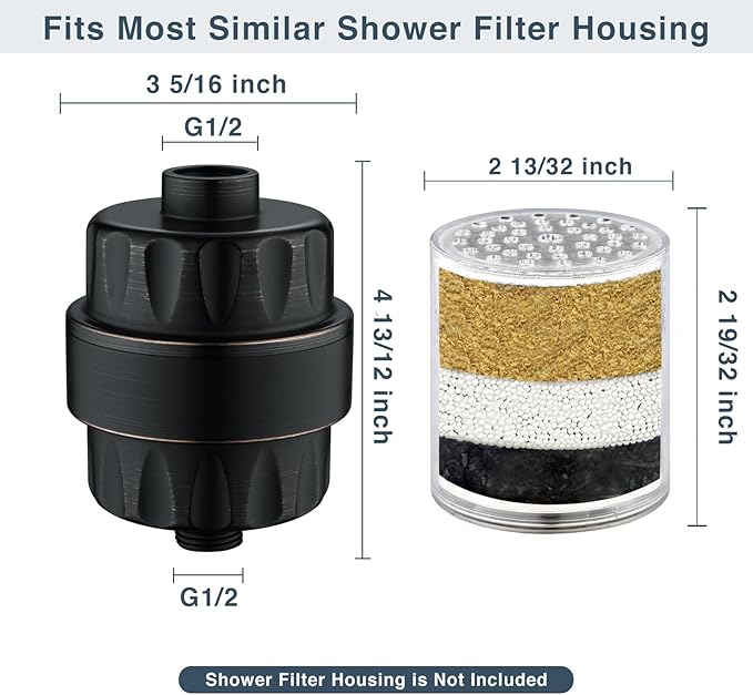 BRIGHT SHOWERS Shower Filter, High Output Shower Head Filter, 3-Stage Filtration for Hard Water & Chlorine Removal, Improves Skin, Hair & Nails, Universal Fit, Oil Rubbed Bronze