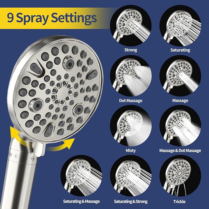 HANLIAN Filtration Shower Heads with Handheld Spray Combo, High Pressure Rainfall Shower Head with Handheld Combo, Filtered Dual Shower Head with Hand Held, Double Shower Heads (Brushed Nickel)