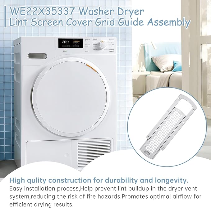 WE22X35337 Washer Dryer Lint Screen Filter And Lint Filter Slide Assembly,Compatible with GE Hotpoint Dryer Replacement for WE01X25914 WE01X25915
