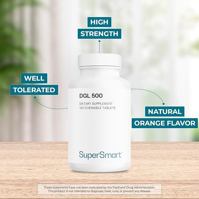 SUPERSMART - DGL 3,000 mg Per Day - Gut Health - Extract of Liquorice Root for Gastrointestinal Health | Non-GMO & Gluten Free - 100 Chewable Tablets