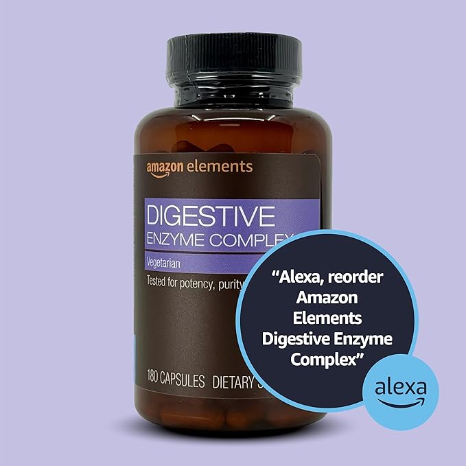 Amazon Elements Digestive Enzyme Complex Capsule, Supports Healthy Digestion, 180 count capsules, 90 Servings (Previously Revly)