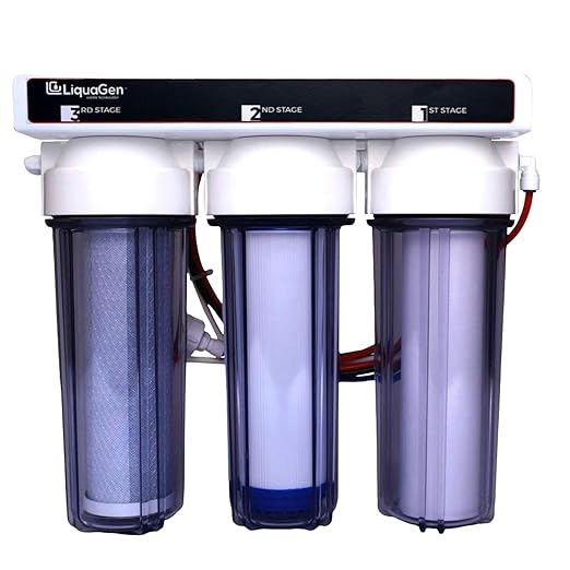 LiquaGen 2 and 3 Stage Dechlorinator Water Filter System - Fresh Water Aquariums & Hydroponics Gardening (10 inch, 3 Stage - Clear)