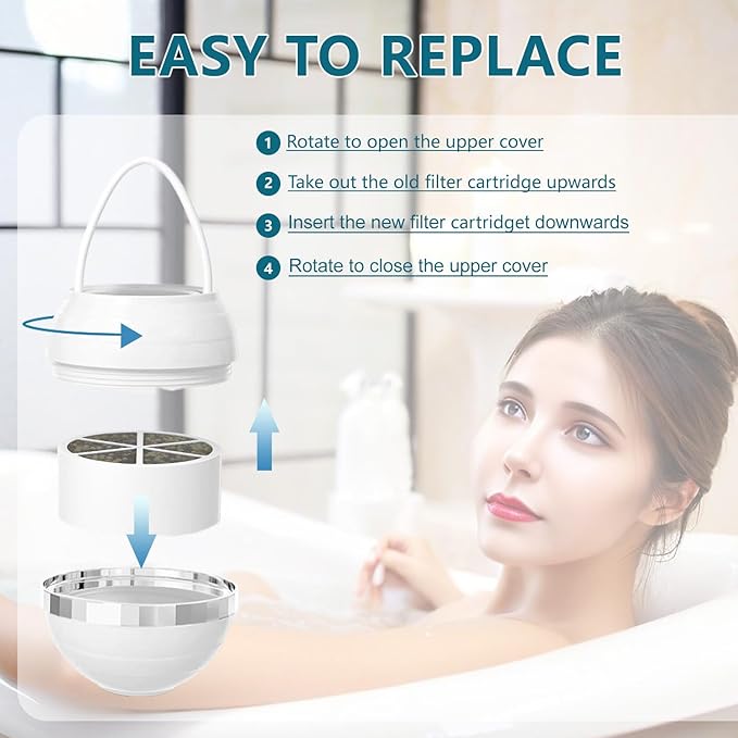 AWO 3 PACK Replacement Bathtub Water Filter Cartridge for Tub Compatible with Crystal Quest Bath Ball Cartridge,Multi Stage Filter for Softer Skin & Hair Reduces Chlorine & Harmful Substance