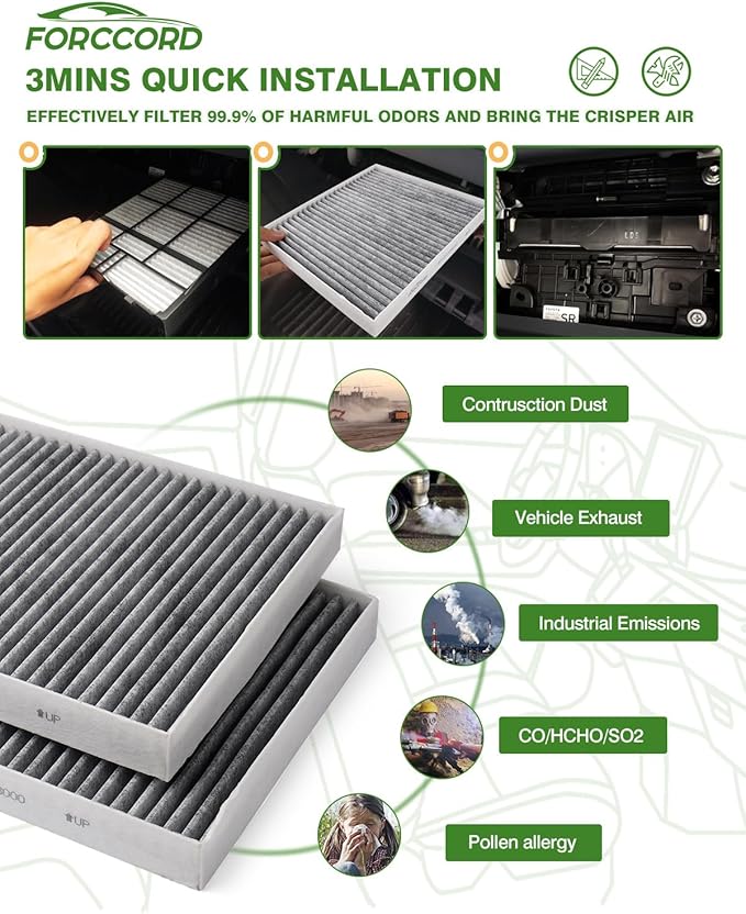 2-Pack HEPA Cabin Air Filter Fits for Hyundai Palisade 2025 2024 2023 2022 2021 2020 Activated Carbon Cabin Filter Replacement 97133-S8000 Car Accessories