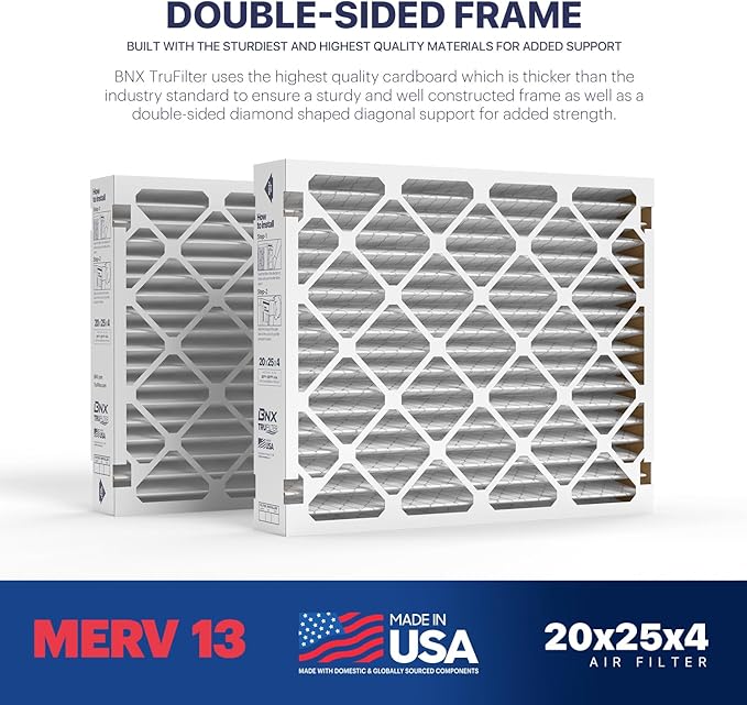 TruFilter Compatible with AprilAire 213 Replacement Filter for AprilAire (2-Pack) - MERV 13 - MADE IN USA - HVAC AC Furnace Filters Allergies, Mold, Bacteria, Smoke, MPR 1900 FPR 10 Air Filter 20x25x4