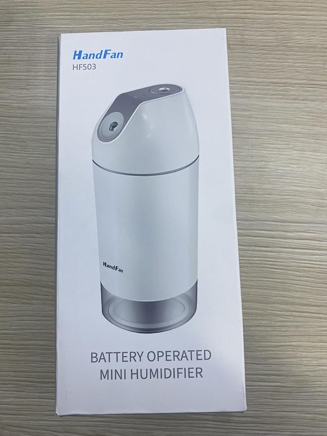 HandFan Small Portable Humidifier Rechargeable, 140ml/h Wireless Ultrasonic humidifier Battery Operated, Mini Personal Cordless Cool Mist Humidifiers, for Bedroom Office Travel Car Plants(Gray)