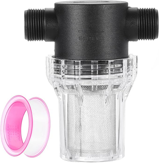uxcell Pressure Washer Filter 3/4" NPT Female Thread, Inline Mesh Strainer Attachment, Outlet for Pipe Strainer, Stainless Steel Screen with Sealant Tape (Size:40 Mesh)