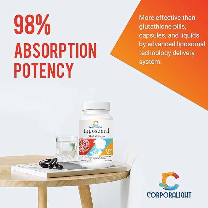 Liposomal Glutathione Softgels, Enhanced Absorption - Liposomal Delivery, Active Form L-Glutathione, Cellular, Immune Function & Liver Detox, Rich in Antioxidant Formula, Gluten Free, 120 Softgels
